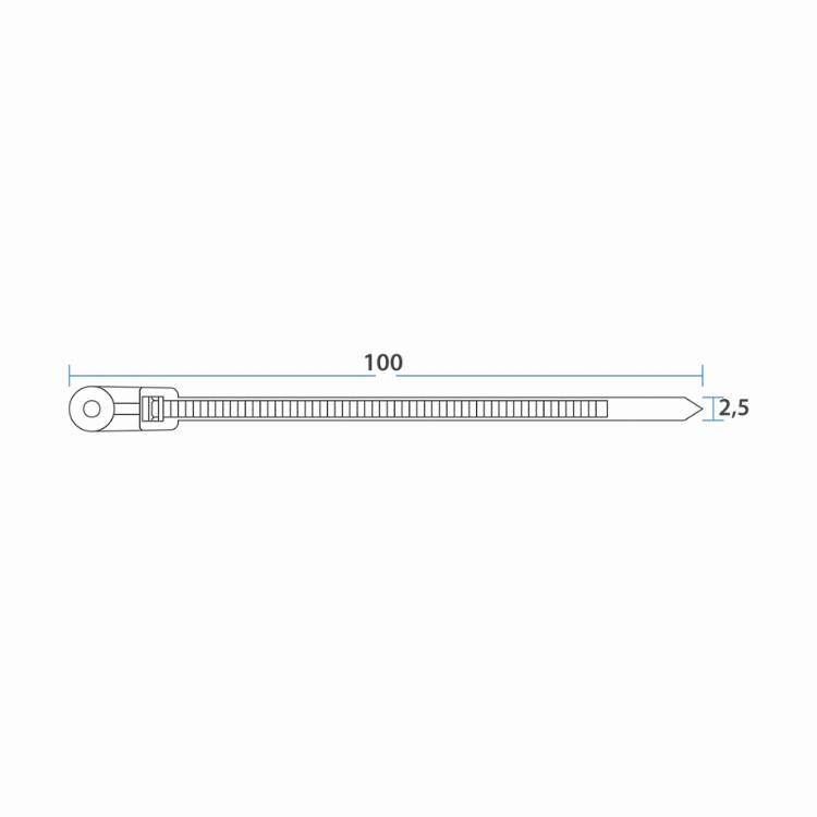 Хомут-стяжка нейлоновая под винт 100x3,6 мм, белая, (100 шт/уп) REXANT