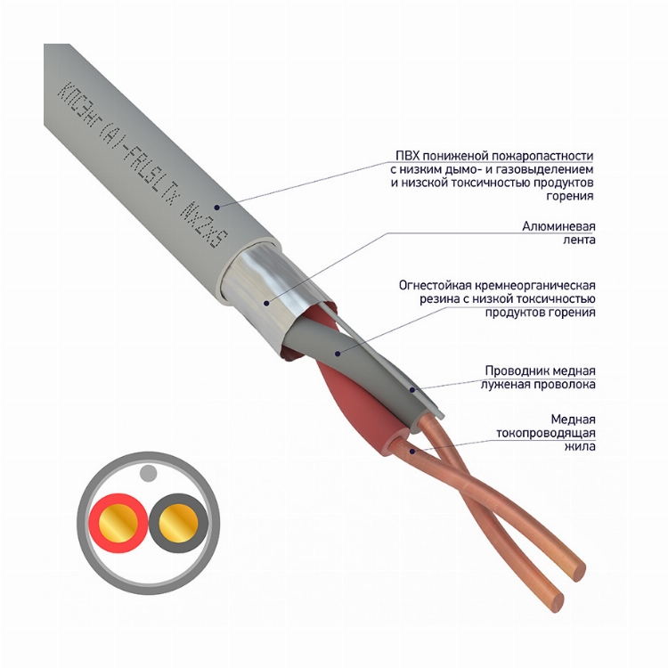 Кабель огнестойкий КПСЭнг(А)-FRLSLTx 1x2x0,50мм², бухта 200м REXANT