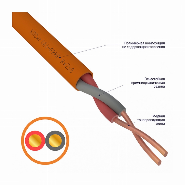 Кабель огнестойкий REXANT КПСнг(А)-FRHF 1x2x0,50 мм², бухта 200 м