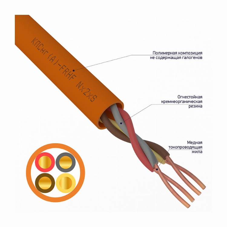 Кабель огнестойкий REXANT КПСнг(А)-FRHF 2x2x1,00 мм², бухта 200 м