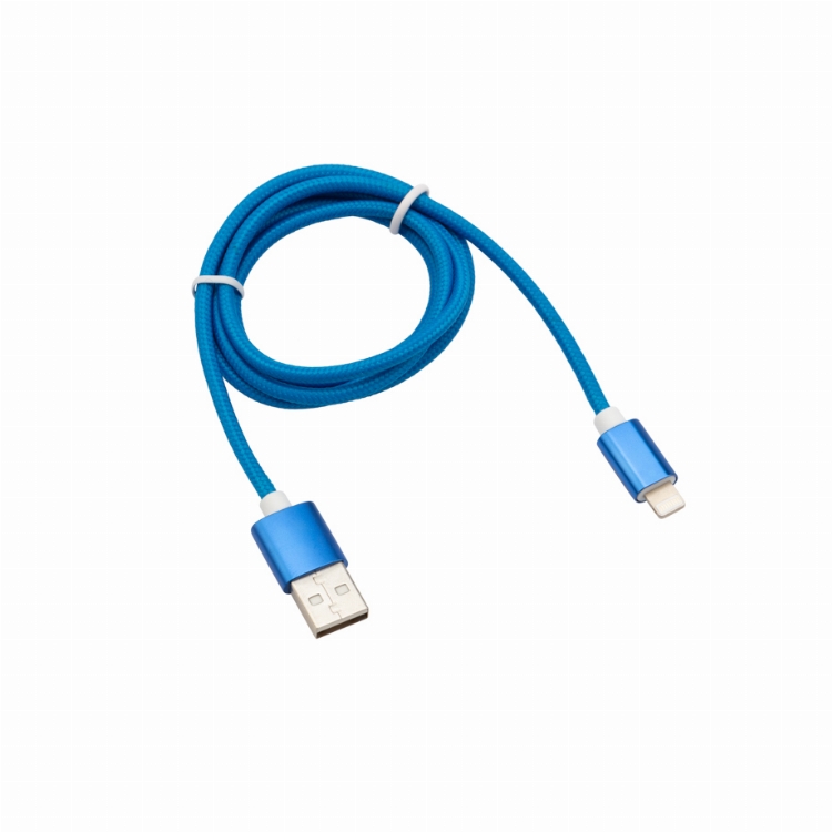 Кабель REXANT USB-Lightning 1 м, синяя нейлоновая оплетка