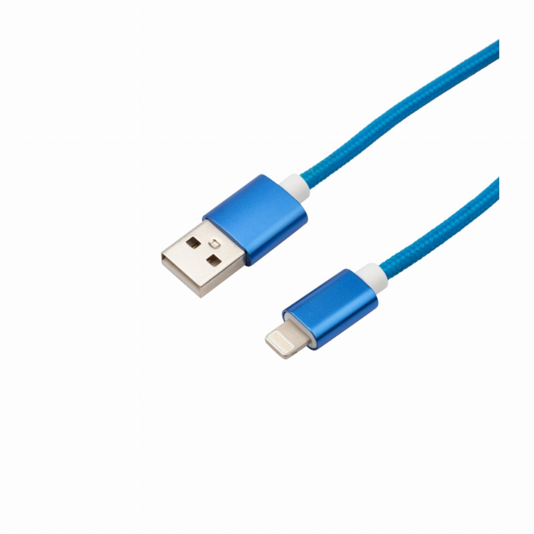 Кабель REXANT USB-Lightning 1 м, синяя нейлоновая оплетка