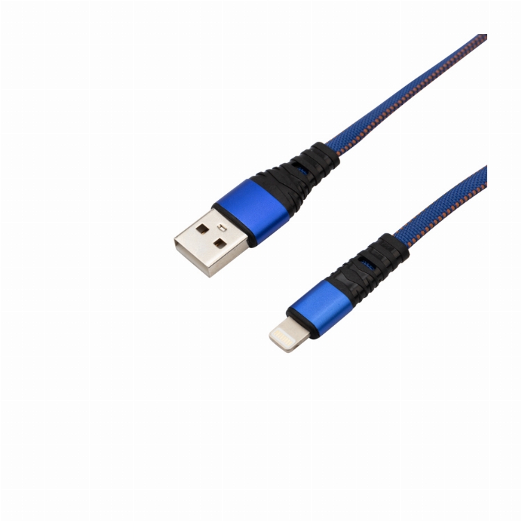 Кабель REXANT USB-Lightning 2.4 A, 1 м, синяя нейлоновая оплетка