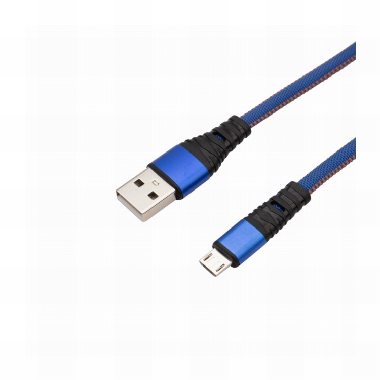 Кабель REXANT USB-microUSB 1 м, плоский провод, синяя джинсовая оплетка