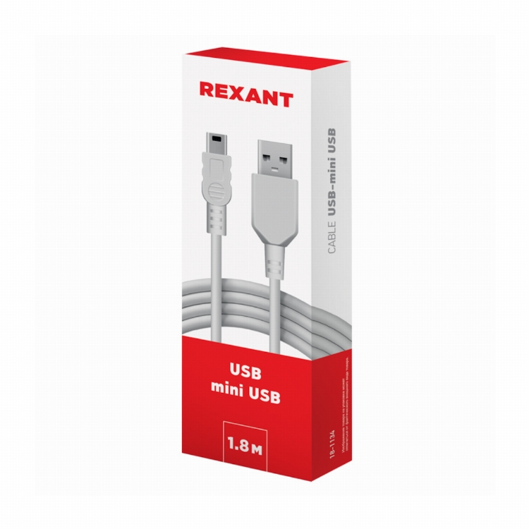 Кабель USB-mini USB/PVC/white/1,8m/REXANT