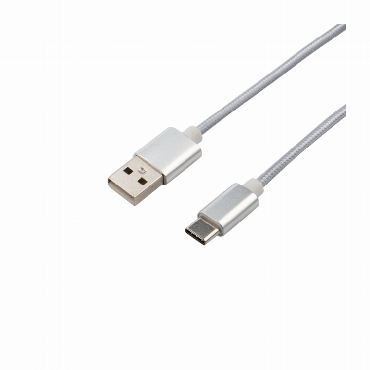 Кабель USB-Type-C/2A/nylon/silver/1m/REXANT