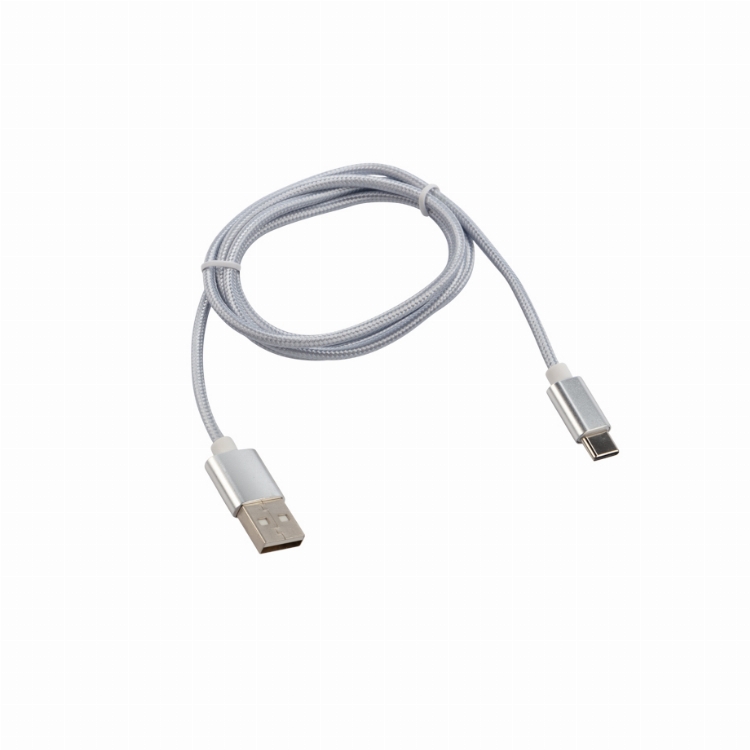 Кабель USB-Type-C/2A/nylon/silver/1m/REXANT