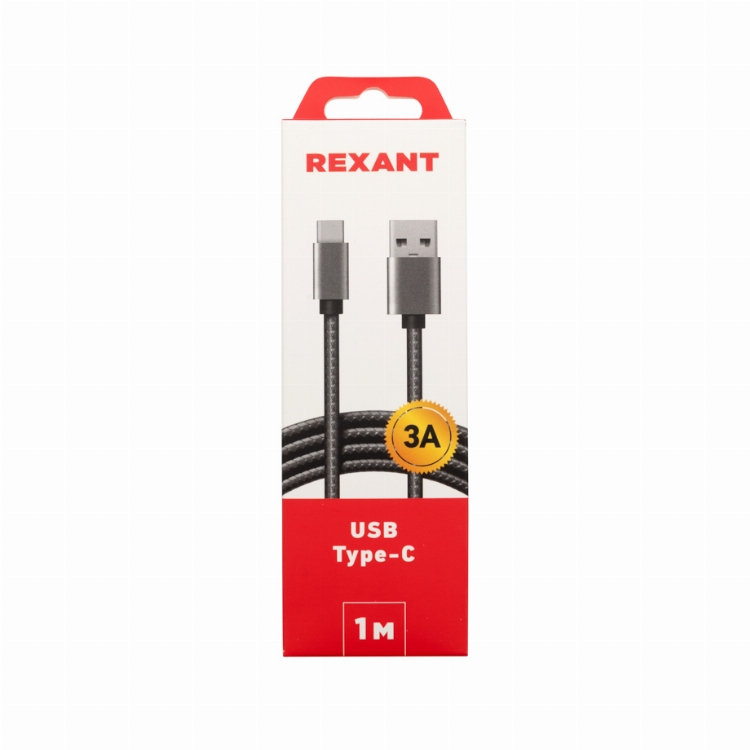 Кабель USB-Type-C/3A/nylon/grafit/1m/REXANT