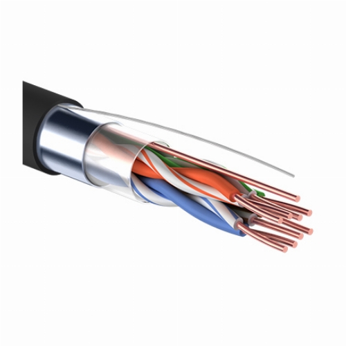 Кабель витая пара F/UTP, CAT 5e, PE, 4PR, 24AWG, OUTDOOR, SOLID, черный, 305 м PROconnect