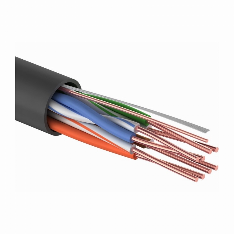 Кабель витая пара омедненный, U/UTP, CAT 5e, PE, 4PR, 24AWG, OUTDOOR, SOLID, черный, 305 м, PROconnect