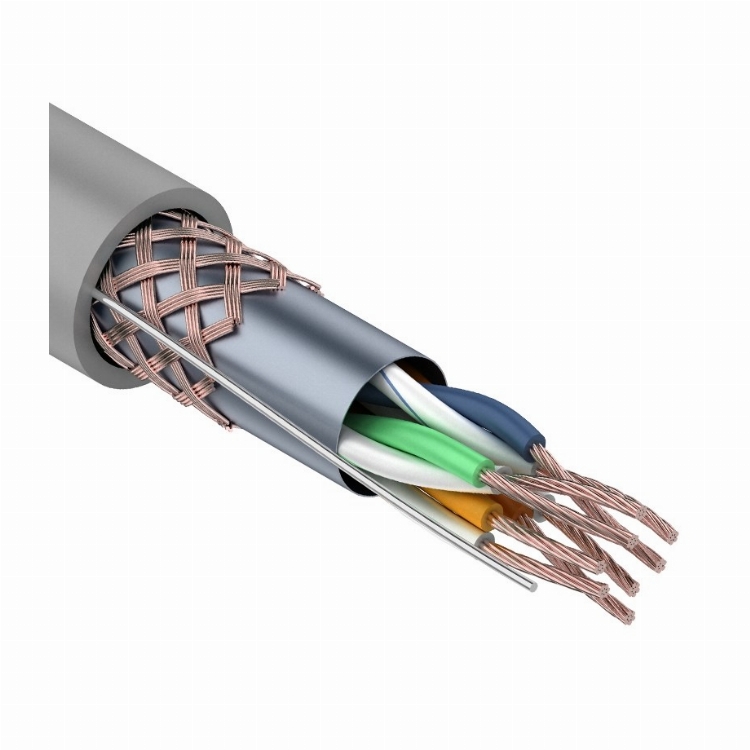 Кабель витая пара SF/UTP, CAT 5e, PVC, 4PR, 24AWG, INDOOR, STRANDED, серый, 305 м, REXANT