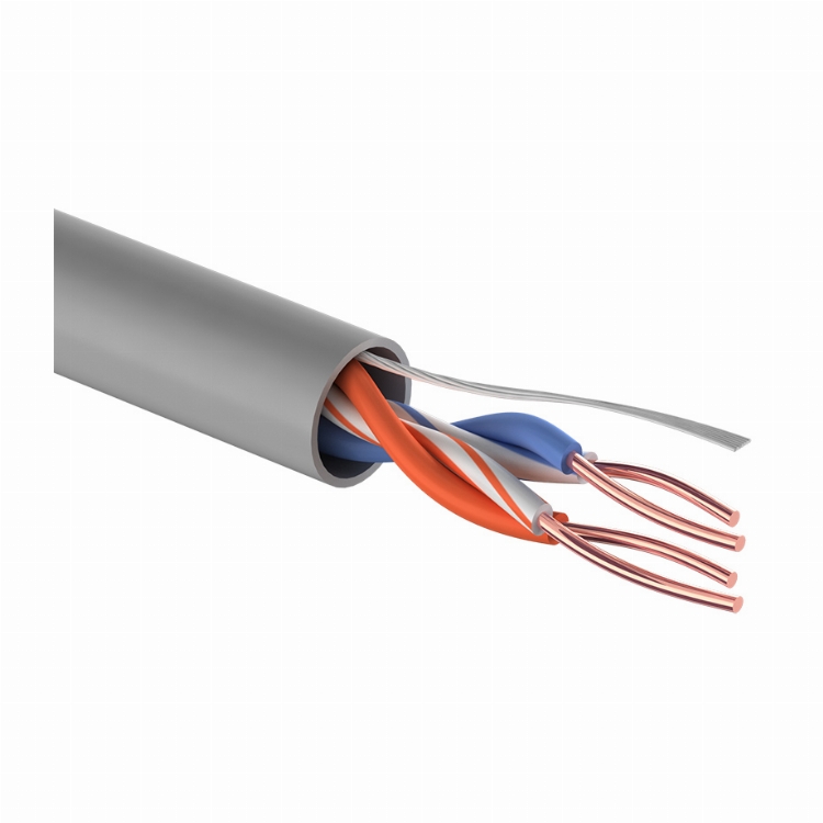 Кабель витая пара U/UTP, CAT 5e, PVC, 2PR, 24AWG, INDOOR, SOLID, серый, 305 м, PROconnect