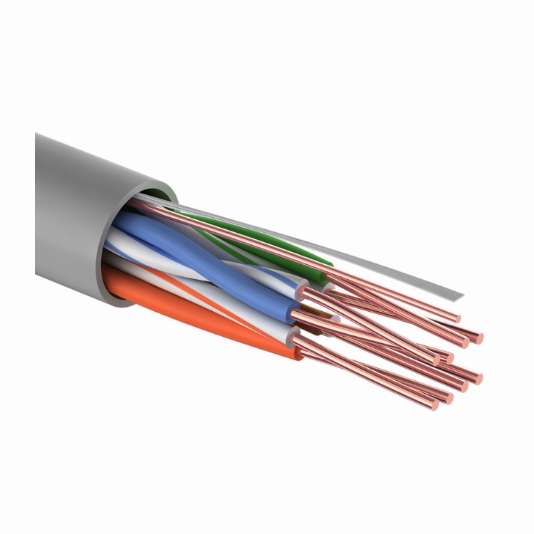 Кабель витая пара U/UTP, CAT 5e, PVC, 4PR, 24AWG, INDOOR, SOLID, серый, 25 м PROconnect