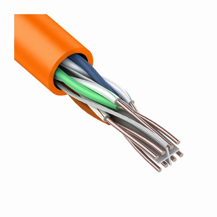 Кабель витая пара U/UTP, CAT 6, ZH нг(А)-HF, 4PR, 23AWG, INDOOR, SOLID, оранжевый, 305 м, REXANT