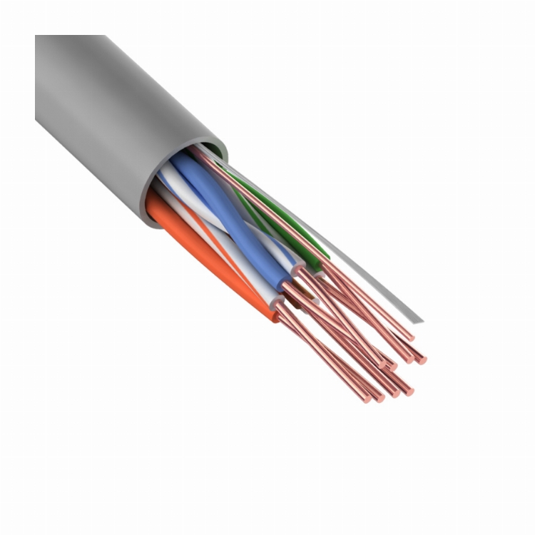 Кабель витая пара U/UTP, CAT 6, ZH нг(А)-HF, 4PR, 23AWG, INDOOR, SOLID, серый, 305 м, REXANT