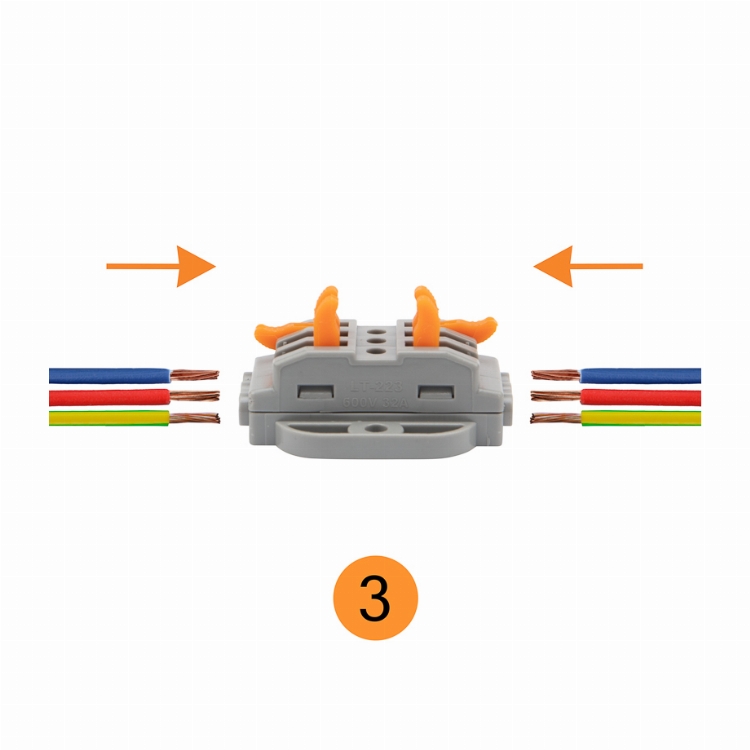 Клемма СМК 222-423P проходная 3 полюса, с монтажной площадкой (0,08-4 мм²), серая (25 шт./уп.) REXANT