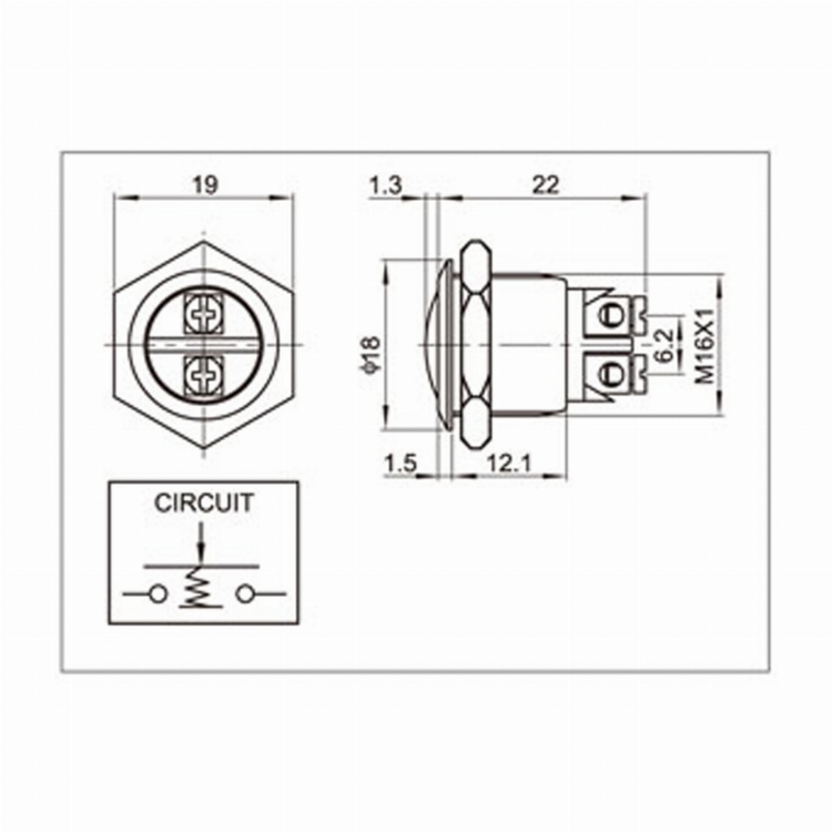 Кнопка антивандальная Ø16 Б/Фикс (2c винт) OFF-(ON) сфера (A16-A2) REXANT