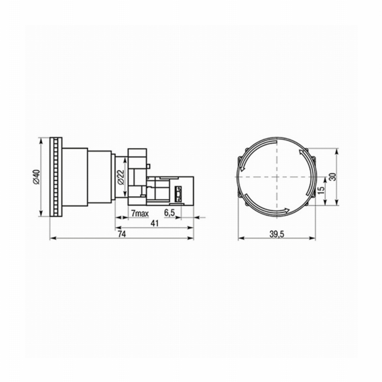 Кнопка XB2-BS грибок красная NC