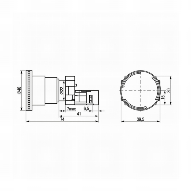 Кнопка XB2-BS поворотная красная грибок NC