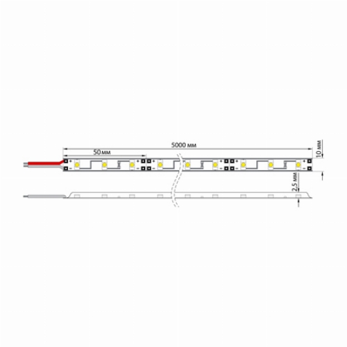 LED лента 5м открытая, 8 мм, IP23, SMD 2835, 60 LED/m, 12 V, цвет свечения белый LAMPER