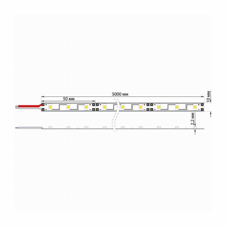 LED лента 5м силикон, 8 мм, IP65, SMD 2835, 60 LED/m, 12 V, цвет свечения белый LAMPER