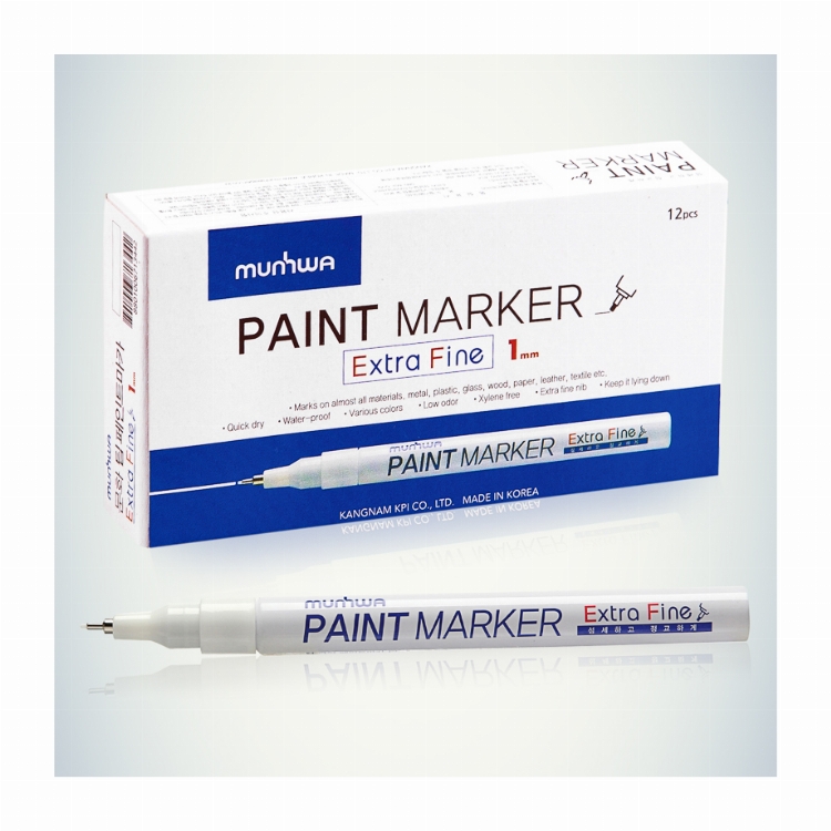 Маркер-краска MunHwa «Extra Fine Paint Marker» 1 мм, белая, нитрооснова 