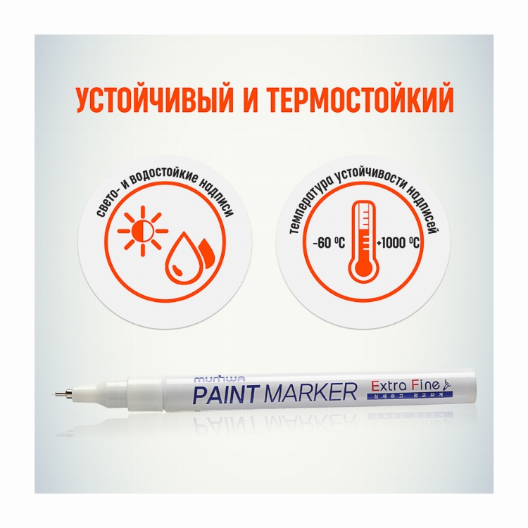 Маркер-краска MunHwa «Extra Fine Paint Marker» 1 мм, белая, нитрооснова 