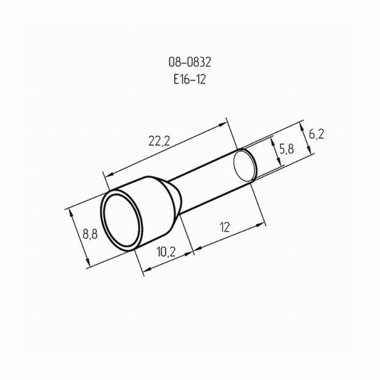 НАКОНЕЧНИК ШТЫРЕВОЙ ВТУЛОЧНЫЙ изолированный F-12мм 16мм² (НШВи 16-12 / E16-12) слоновая кость (упак. 10 шт.) REXANT