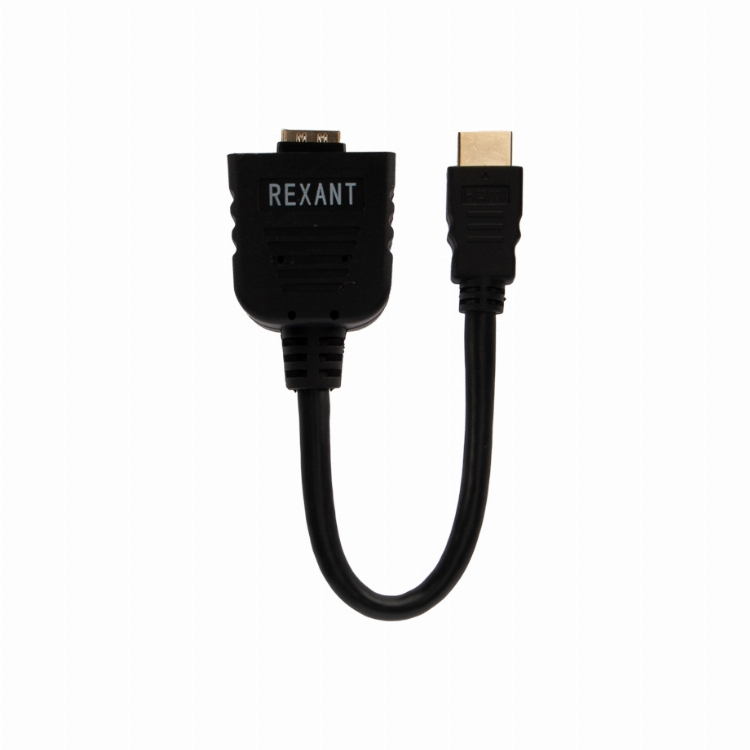 Переходник REXANT штекер HDMI - 2 гнезда HDMI с проводом, черный (10 шт./уп.)