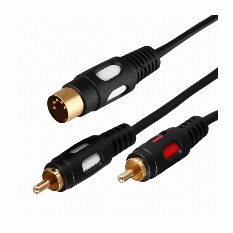 Шнур DIN 5 Pin - 2 RCA, длина 1,5 метра (GOLD) REXANT