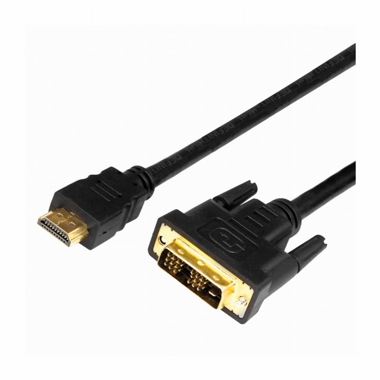 Шнур HDMI - DVI-D с фильтрами, длина 2 метра (GOLD) (PE пакет) REXANT