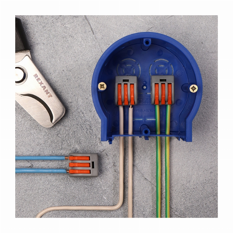 Соединительная клемма многоразовая, 3-х проводная, серая (0,08-4 мм²), (5шт.)  REXANT