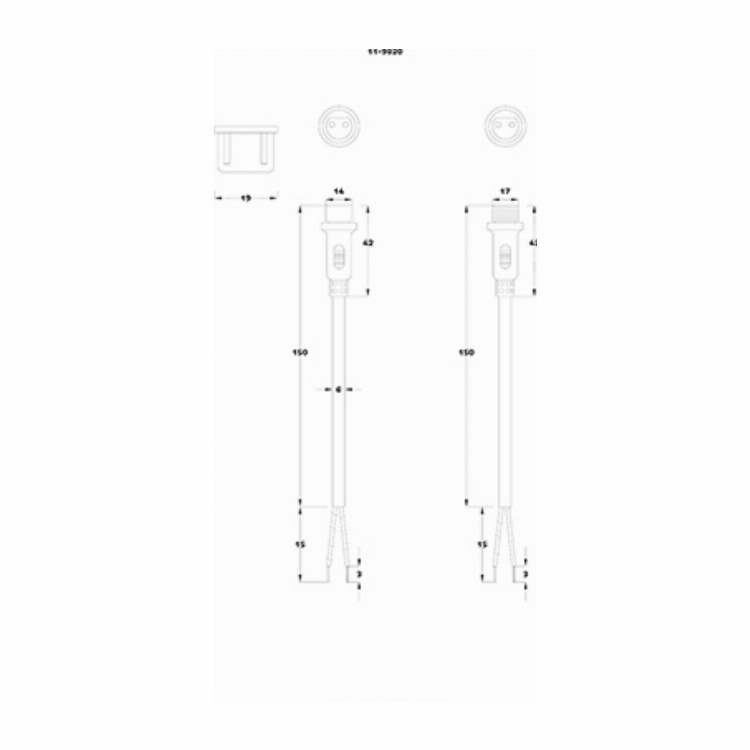 Соединительный кабель (2pin) герметичный (IP67) 2х1,0мм² белый REXANT