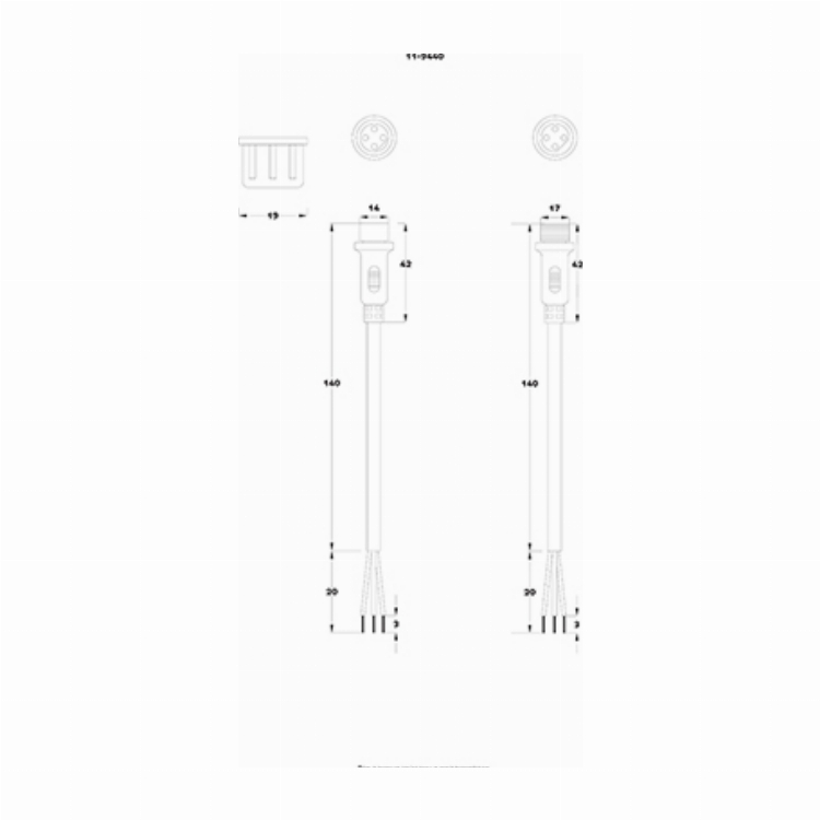 Соединительный кабель (4pin) герметичный (IP67) 4х0.75мм² белый REXANT