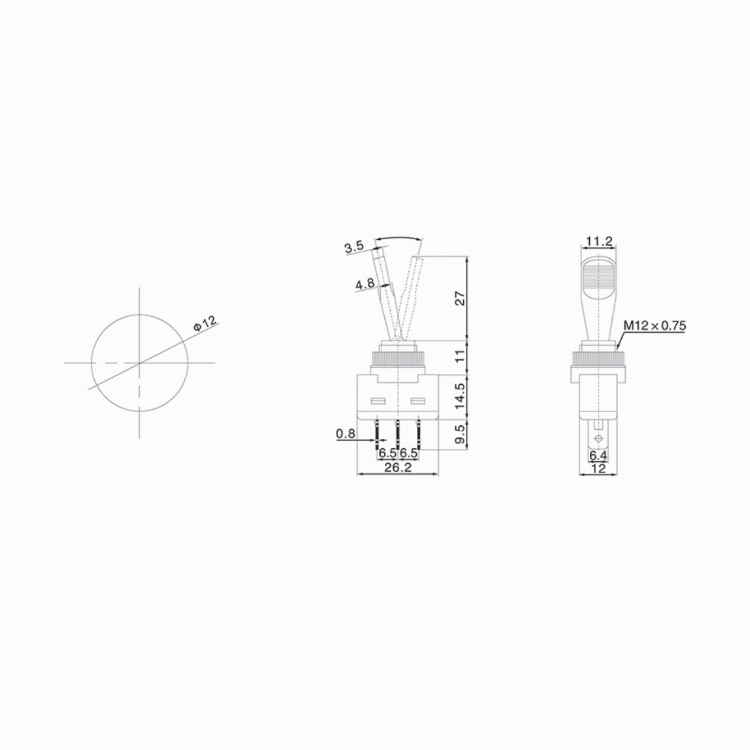 Тумблер 12V 20А (3c) ON-OFF однополюсный с желтой подсветкой (ASW-13D) REXANT