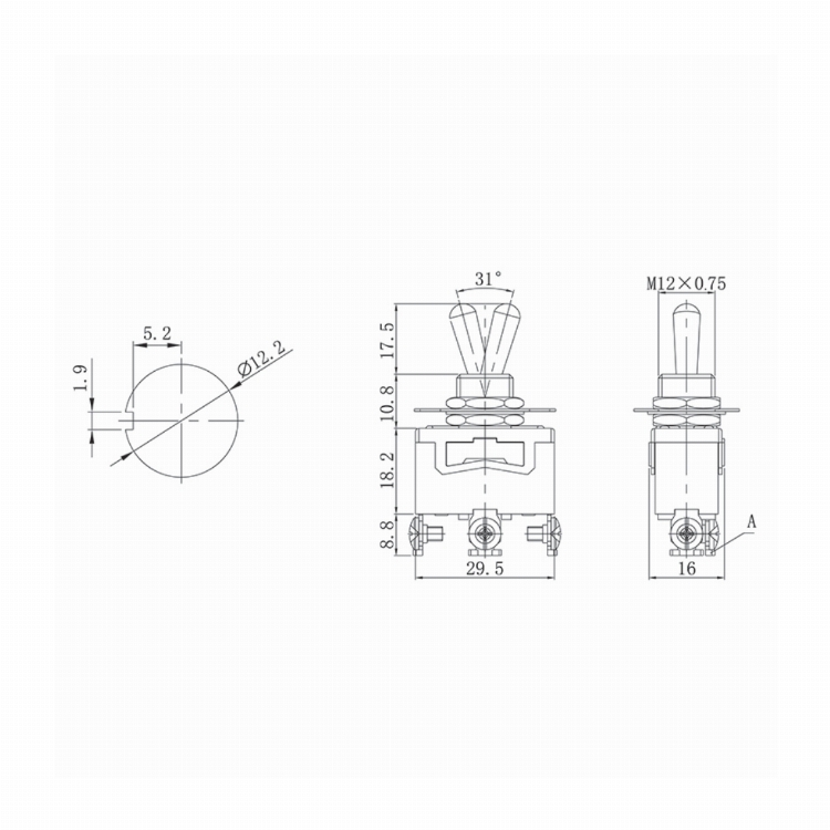 Тумблер 250V 10А (3c) ON-OFF-(ON) однополюсной (KN-113) REXANT